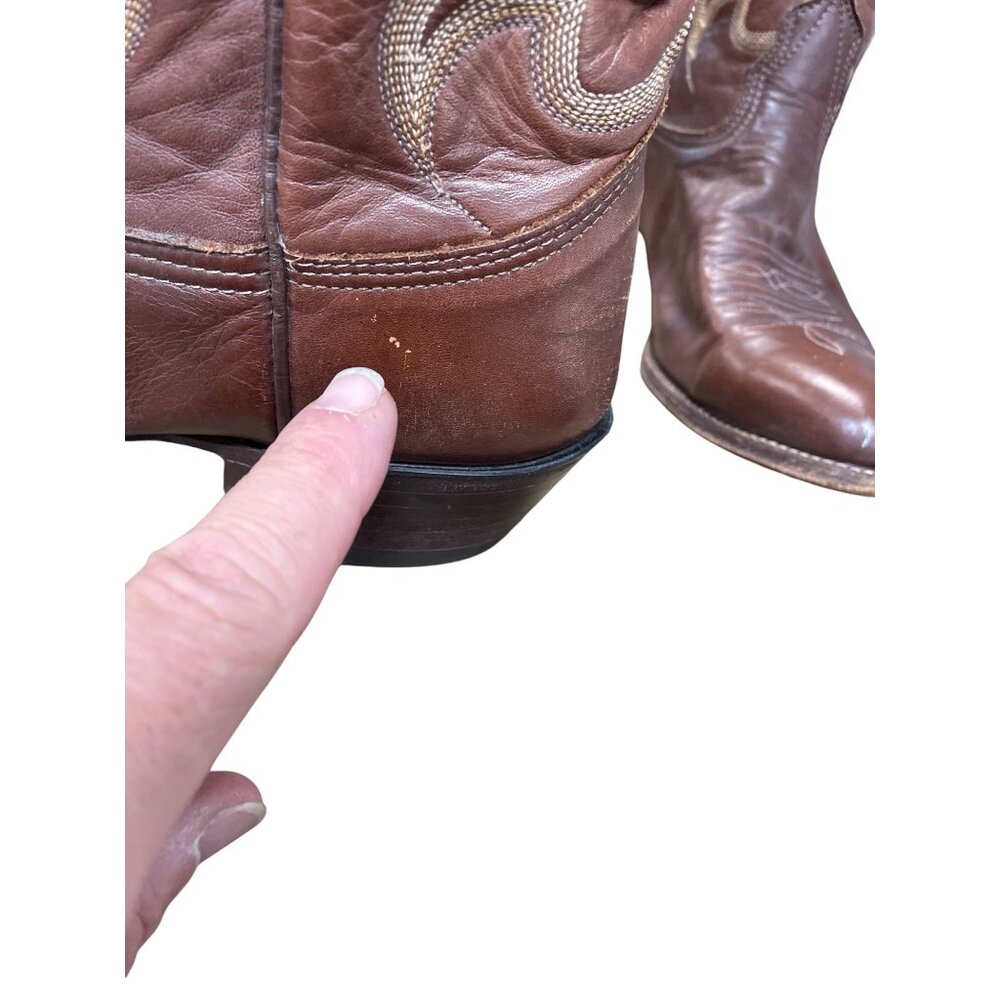 Nocona Mens Brown leather mid calf western boots sz 9D SKU 9628 - Picture 12 of 16